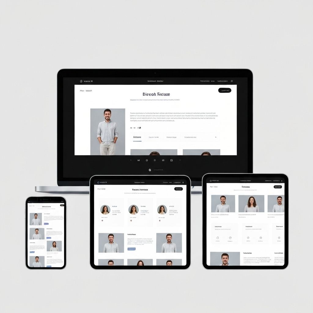 Mockup de website moderno em portátil e telemóvel